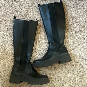 Tall lug sole boots